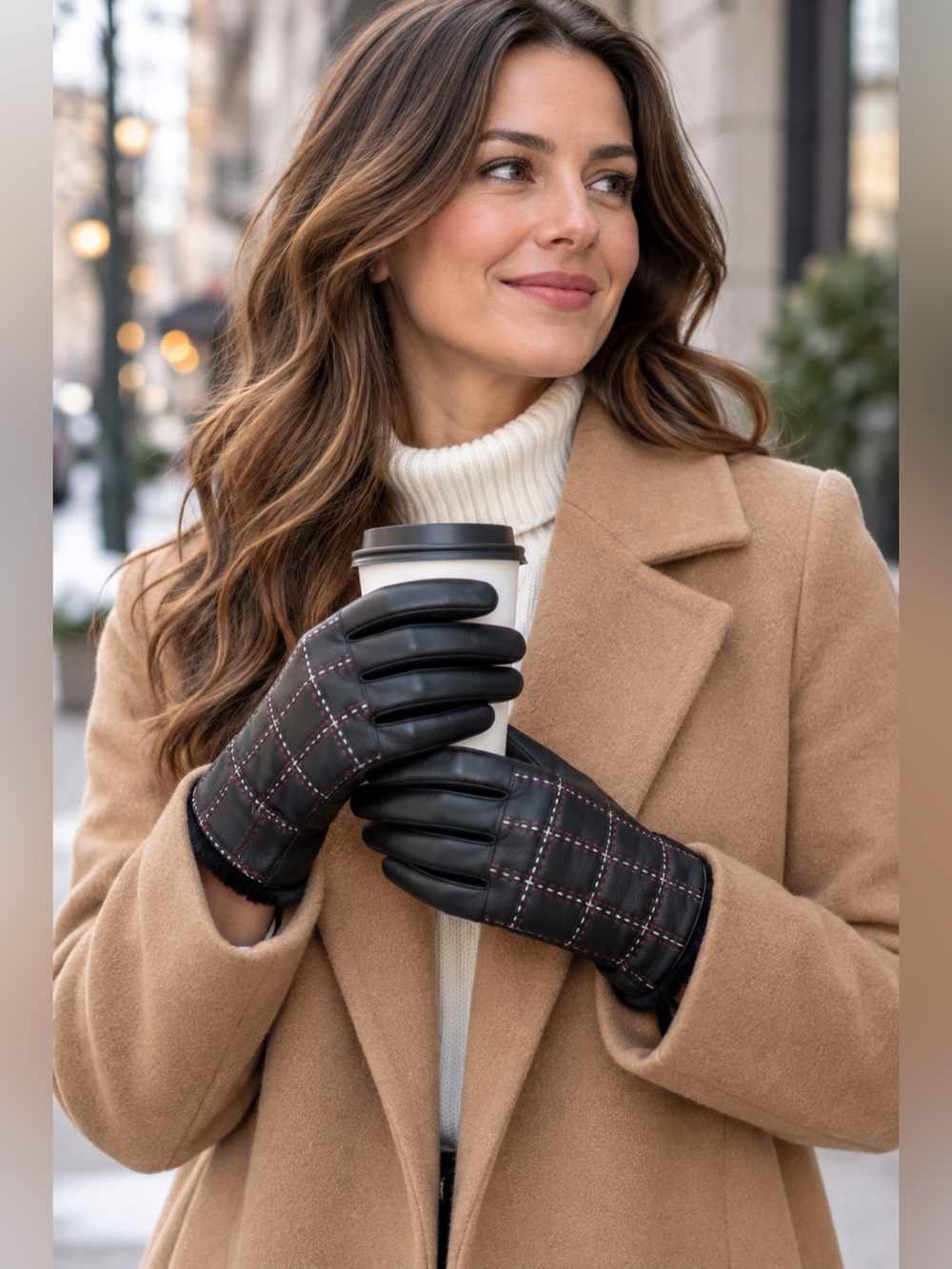 NWT Charter Club Black Genuine Leather Touchscreen Gloves XL